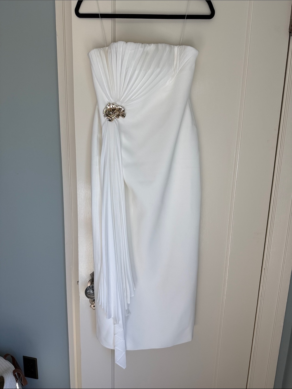 Acler Whitnell White Strapless Pleated Detail Cocktail Dress